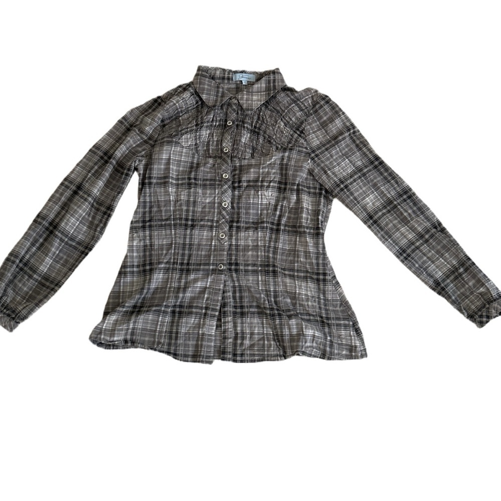 Jessica Grey Plaid Button Up Shirt Size 12